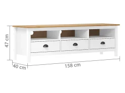 Móvel De Tv|vidaxl Móvel de TV Hill 158x40x47 cm pinho maciço branco Castanho