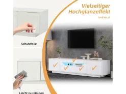 Móvel De Tv|Merax Móvel de TV independente - 180 x 40 x 45 cm - com 2 gavetas + 2 armários + LEDs - aglomerado - Branco