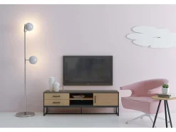 Móvel De Tv*Concept-Usine Móvel de TV industrial DETROIT com arrumação - mate e madeira natural Preto