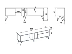 Móvel De Tv*Concept-Usine Móvel de TV Industrial em Madeira e Ouro com Arrumação 180 cm Castanho