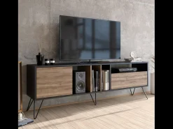 Móvel De Tv*Concept-Usine Móvel de TV Industrial em Madeira e Ouro com Arrumação 180 cm Castanho