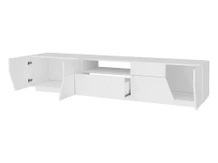 Móvel De Tv*Dmora Móvel de TV Jacopo, Aparador baixo da sala, Base de móvel de televisão, 100% Fabricado na Itália, 220x43h46 cm, brilhante Branco