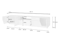 New Dmora Móvel de TV Jacopo, Aparador baixo de sala, Base de móvel de televisão, 100% Fabricado em Itália, 220x43h46 cm, Ardósia e Bordo Castanho