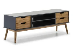 Móvel De Tv|VS Venta-stock Móvel de TV Java 1 Porta e 2 Gavetas Cinza Antracite/Cera, madeira maciça Cinzento