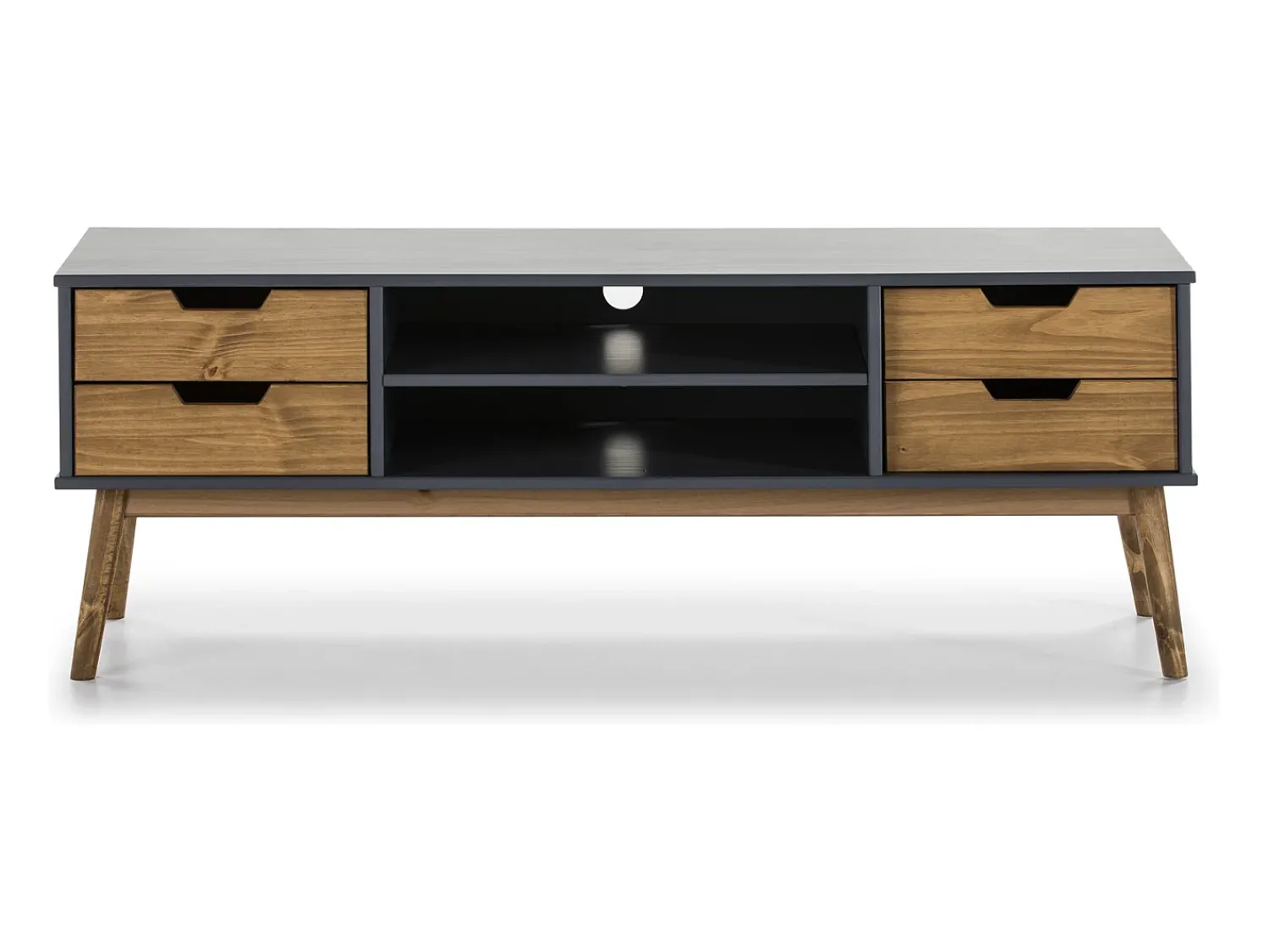 Móvel De Tv|VS Venta-stock Móvel de TV Java 1 Porta e 2 Gavetas Cinza Antracite/Cera, madeira maciça Cinzento