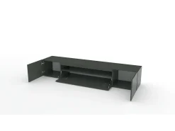Best Dmora Móvel de TV Jesse, Aparador baixo de sala com 3 portas, Base de móvel de televisão, 100% Fabricado em Itália, 200x40h37 cm, Antracite brilhante, com luz LED Preto