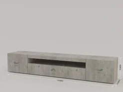 Dmora Móvel de TV Jesse, Aparador baixo de sala com 3 portas, Base de móvel de televisão, 100% Fabricado na Itália, 200x40h37 cm, Cimento^ Móvel De Tv