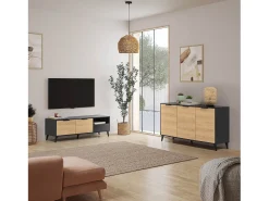 Móvel De Tv*VS Venta-stock Móvel de TV Kalma 2 portas 1 gaveta cor /carvalho Preto