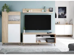 Best VS Venta-stock Móvel de TV Kiko 1 Prateleira 1 Porta, Cor Carvalho/ Branco