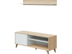 Best VS Venta-stock Móvel de TV Kiko 1 Prateleira 1 Porta, Cor Carvalho/ Branco