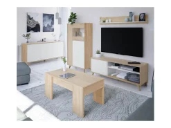 Hot Loungitude Móvel de TV Kikua Plus 135 cm com prateleira em carvalho e para a sala de estar Branco
