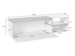 Móvel De Tv*Dmora Móvel de TV Lapo, Aparador baixo de sala com 2 portas, Base de móvel de televisão, 100% Fabricado em Itália, 160x40h46 cm, brilhante e bordo Branco