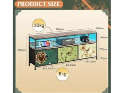 Móvel de TV LED com 3 gavetas, 137x30x57cm, aparador de TV retrô, gavetas coloridas^ Móvel De Tv