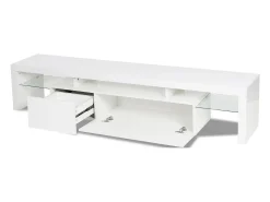 Móvel De Tv|Habitat et jardin Móvel de TV LED lacado "Tina" com armazenamento e prateleiras de vidro Branco