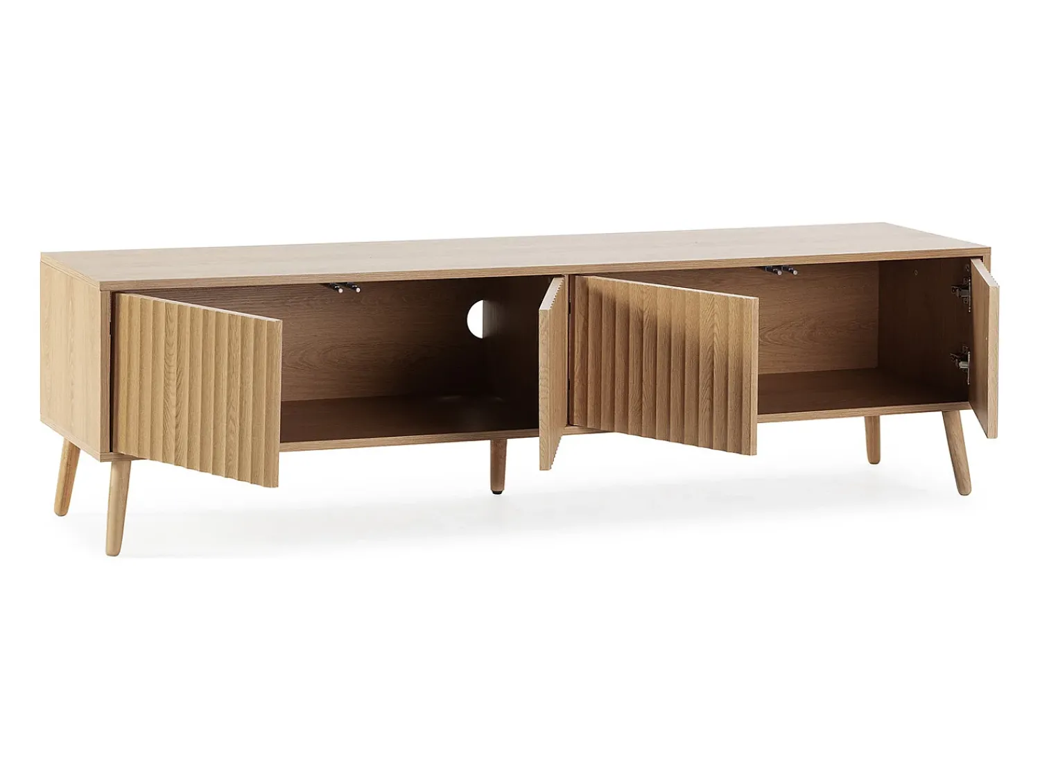 VS Venta-stock Móvel de TV Lluvia com 4 portas cor carvalho, 160 cm de comprimento. Castanho