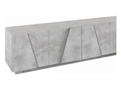 Dmora Móvel de TV Lucas, Aparador baixo de sala, Base de móvel de televisão, 100% Fabricado em Itália, 244x44h46 cm, Cimento escuro Cinzento claro