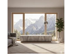Dmora Móvel de TV Lucas, Aparador baixo de sala, Base de móvel de televisão, 100% Fabricado em Itália, 244x44h46 cm, Cimento escuro Cinzento claro