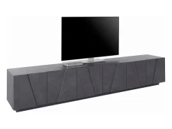 Best Dmora Móvel de TV Lucas, Aparador baixo da sala, Base de móvel de televisão, 100% Fabricado na Itália, 244x44h46 cm, Ardósia Cinzento