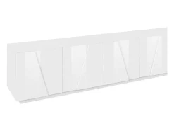 Móvel De Tv|Dmora Móvel de TV Lucas, Aparador baixo da sala, Base de móvel de televisão, 100% Fabricado na Itália, 244x44h46 cm, brilhante Branco