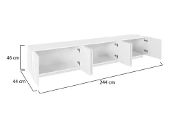 Móvel De Tv|Dmora Móvel de TV Lucas, Aparador baixo da sala, Base de móvel de televisão, 100% Fabricado na Itália, 244x44h46 cm, brilhante Branco