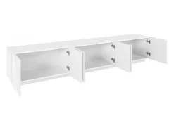 Móvel De Tv|Dmora Móvel de TV Lucas, Aparador baixo da sala, Base de móvel de televisão, 100% Fabricado na Itália, 244x44h46 cm, brilhante Branco