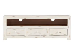 Móvel De Tv* Móvel de TV madeira de acácia maciça 110x30x40 cm PT700816 Branco