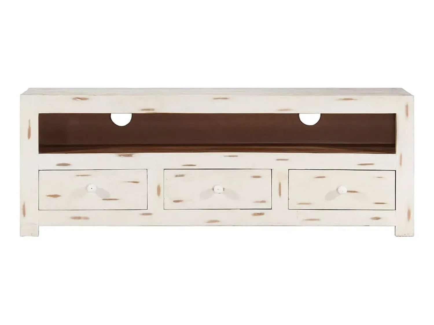 Móvel De Tv* Móvel de TV madeira de acácia maciça 110x30x40 cm PT700816 Branco