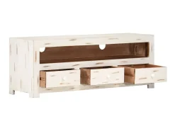 Móvel De Tv* Móvel de TV madeira de acácia maciça 110x30x40 cm PT700816 Branco