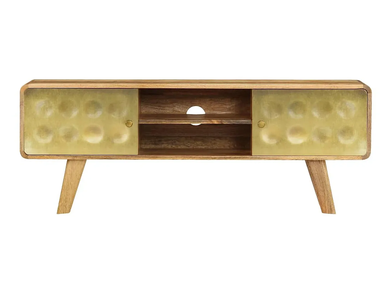 Móvel De Tv| Móvel de TV madeira de mangueira maciça 120x30x45 cm PT387223 Castanho