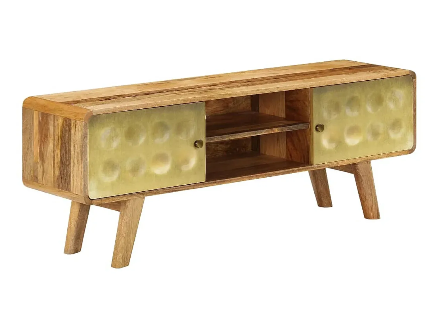 Móvel De Tv| Móvel de TV madeira de mangueira maciça 120x30x45 cm PT387223 Castanho