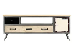 Sale Móvel de TV madeira de mangueira maciça e aço 120x30x45 cm PT109879 Multicor