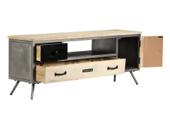 Sale Móvel de TV madeira de mangueira maciça e aço 120x30x45 cm PT109879 Multicor
