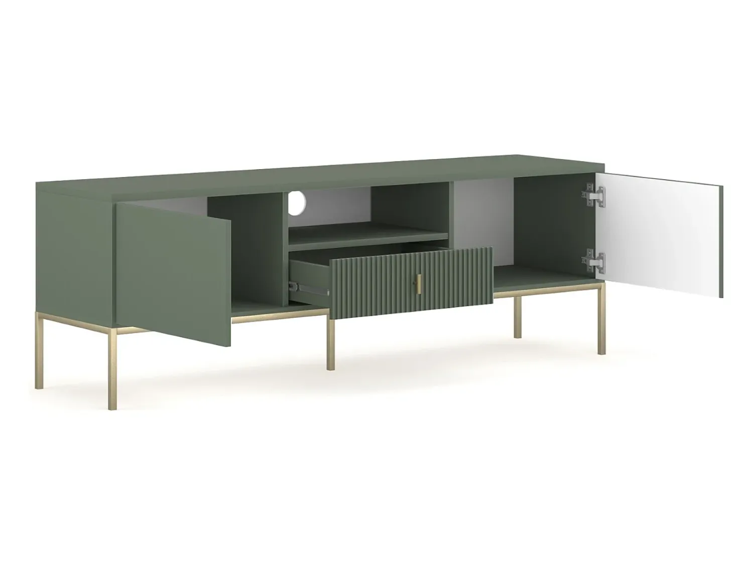 Hot Móvel de TV Maggiore 2P1G verde fumê/dourado/dourado Verde / Dourado