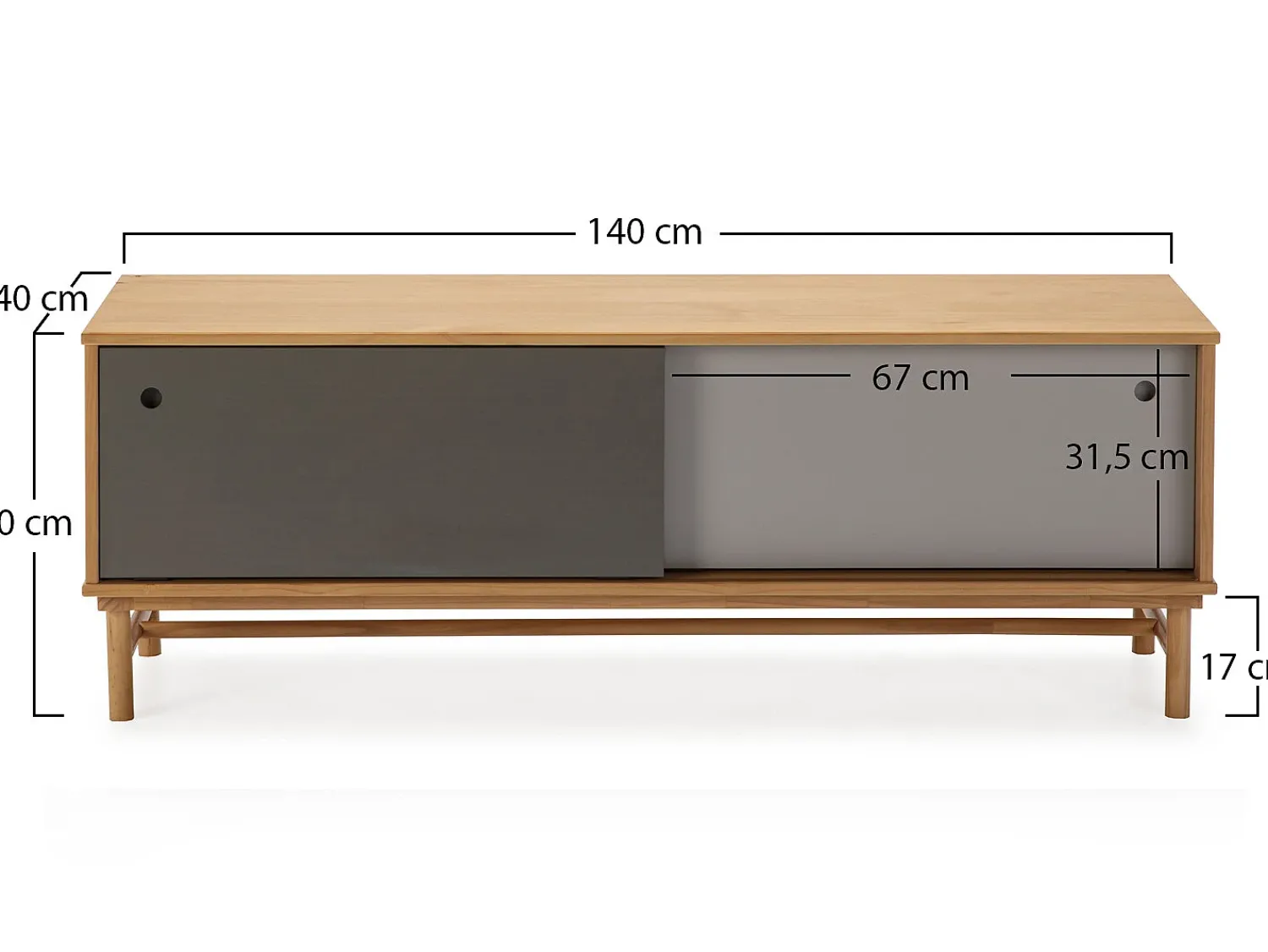 Best VS Venta-stock Móvel de TV Magnus 2 Portas de correr Cor Cinza, Madeira Maciça Castanho