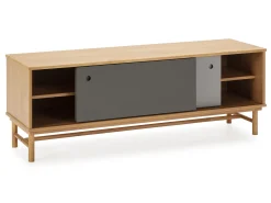 Best VS Venta-stock Móvel de TV Magnus 2 Portas de correr Cor Cinza, Madeira Maciça Castanho