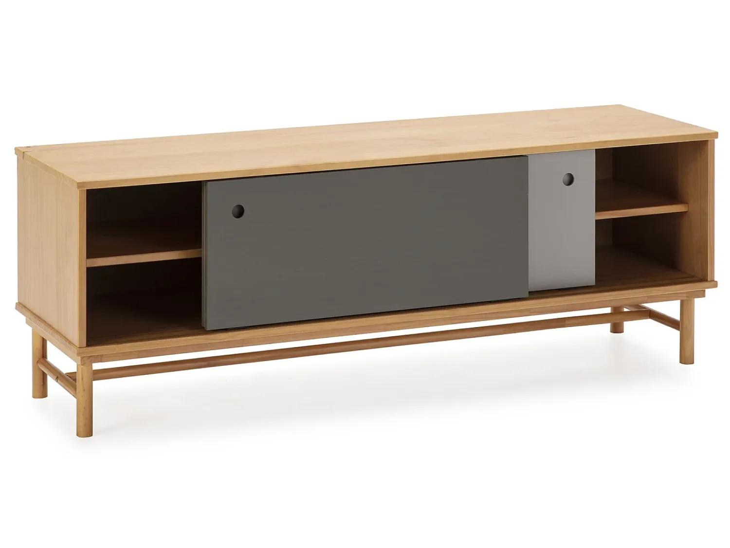 Best VS Venta-stock Móvel de TV Magnus 2 Portas de correr Cor Cinza, Madeira Maciça Castanho