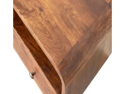 Móvel de TV Mini curvo em castanheiro Artisan Furniture, 2 gavetas, 1 prateleira aberta,^ Móvel De Tv