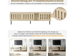 Merax Móvel de TV minimalista e baixo - 160 x 40 x 47 cm - com design vazado + 3 portas - para TVs de 65 polegadas - MDF - cor natural^ Móvel De Tv