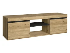 Skraut Home Móvel de TV modelo NATURALE cor Carvalho e Preto, 140x40x41cm^ Móvel De Tv