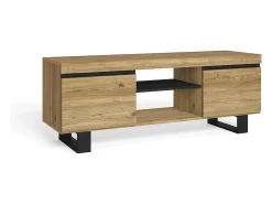 Skraut Home Móvel de TV modelo NATURALE cor Carvalho e Preto, 140x40x53cm^ Móvel De Tv