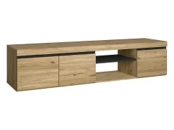Skraut Home Móvel de TV modelo NATURALE cor Carvalho e Preto, 160x40x41cm^ Móvel De Tv