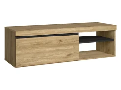 Hot Skraut Home Móvel de TV modelo NATURALE cor Carvalho e Preto, 120x40x41cm Natural claro