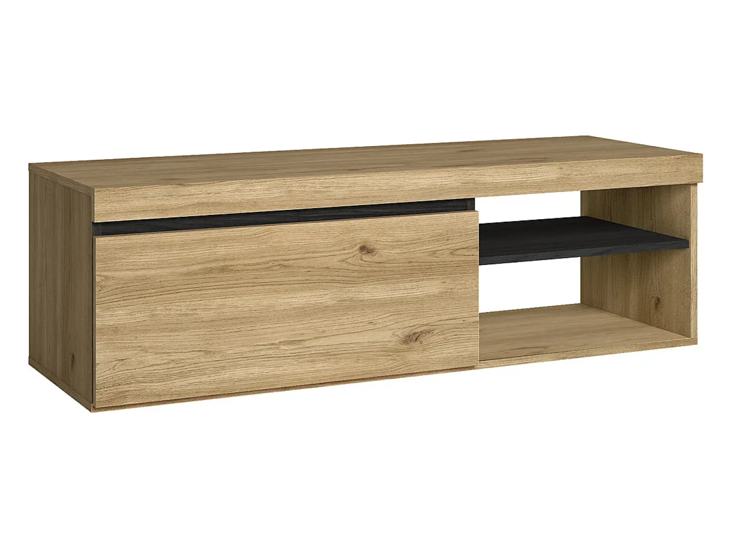 Hot Skraut Home Móvel de TV modelo NATURALE cor Carvalho e Preto, 120x40x41cm Natural claro