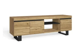 Sale Skraut Home Móvel de TV modelo NATURALE cor Carvalho e Preto, 160x40x53cm Natural claro