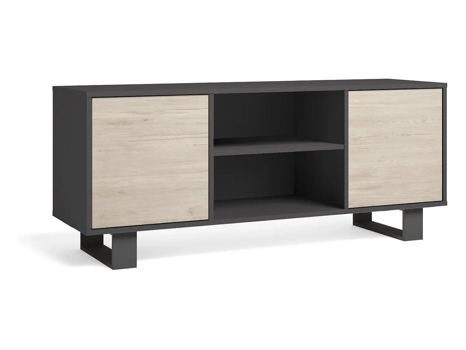 Móvel De Tv*Skraut Home Móvel de TV modelo WIND, cor Cinza Antracite e carvalho, 137x40x57cm Natural claro