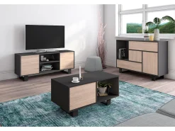 Móvel De Tv*Skraut Home Móvel de TV modelo WIND, cor Cinza Antracite e carvalho, 137x40x57cm Natural claro
