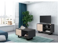 Móvel De Tv|Skraut Home Móvel de TV modelo WIND, cor Cinza Antracite e Carvalho, 95x40x57cm Natural claro