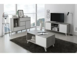 Clearance Skraut Home Móvel de TV modelo WIND, cor Cinzento Cemento e , 95x40x57cm Branco