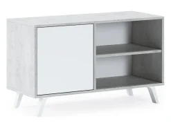Clearance Skraut Home Móvel de TV modelo WIND, cor Cinzento Cemento e , 95x40x57cm Branco