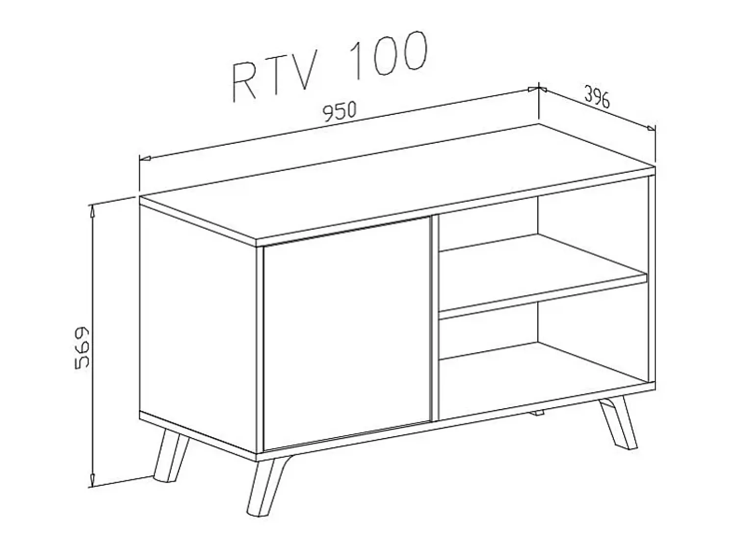 Clearance Skraut Home Móvel de TV modelo WIND, cor Cinzento Cemento e , 95x40x57cm Branco
